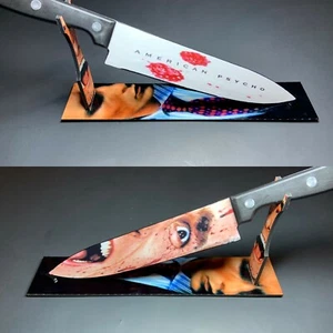 American Psycho Patrick Bateman Horror Kitchen Knife With Sublimated Stand - Picture 1 of 7