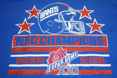 Vintage NFL T-Shirt Size M/L 80s Super Bowl XXI NFC Champs NY Giants Logo 7 1987 - Image 1 of 4