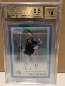 2010 Bowman Chrome Draft BLUE 1st AUTO Christian Yelich BGS 9.5/10 - BREWERS! - Picture 1 of 5