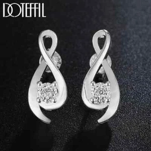 Orecchini DOTEFFIL Argento Sterling 925 Zirconi Geometrici Charm Matrimonio Gioielli - Foto 1 di 6