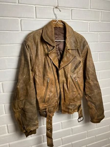 Men’s  Leather  Jacket Biker Very Rare Vintage Opti Size M - Picture 1 of 14