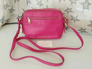 FOSSIL PIPER TOASTER Hot Pink Genuine Pebbled Leather Small Crossbody Bag - Picture 1 of 23