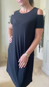 New w Tags RONNI NICOLE Black Classy Cold Shoulder Tunic Dress,Size 14 - Picture 1 of 8