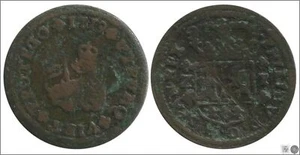 Spain Felipe V 2 Maravedis 1719 Zaragoza Cu MBC / VF 02026 - Picture 1 of 1
