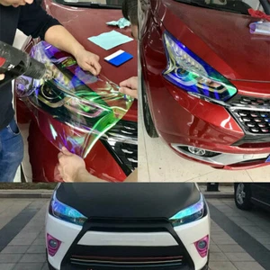 Car Transparent Headlight Tail Lamp Fog Light Tint Wrap Film Sticker Accessories - Foto 1 di 6