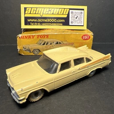 1960-64 Dinky Toys - 191 DODGE ROYAL SEDAN - Cream/Tan - Original Box — 第 1/4 张图片