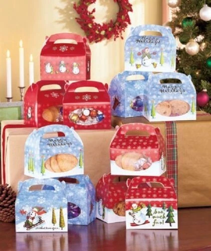 Juego de 12 cajas de golosinas muñeco de nieve 6-1/4" x 3-5/8" x 3-3/8" asas dobles Navidad Foto 1 de 1