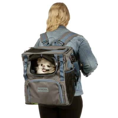 Sherpa Trek Tote Pet Backpack and Tote (Gray / Blue, Medium) - Image 1 of 4