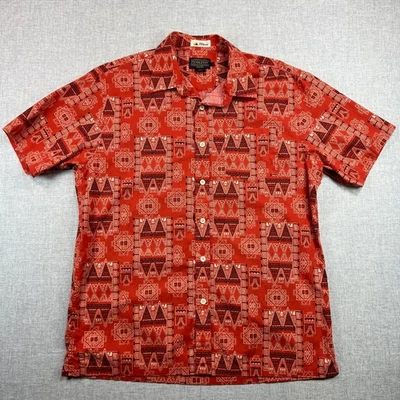 Camisa Surf Pendleton Roja Azteca AOP Algodón Manga Corta Botón Tribal Resort Boho Foto 1 de 4