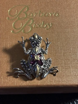 BARBARA BIXBY FROG RHODOLITE GARNET GEMSTONE FLOWER ENHANCER PENDANT - Image 1 of 2