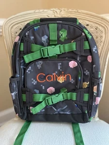 Pottery Barn Kids Mackenzie Minecraft SMALL Backpack Mono “Calvin” NWOT OB READ - Picture 1 of 12