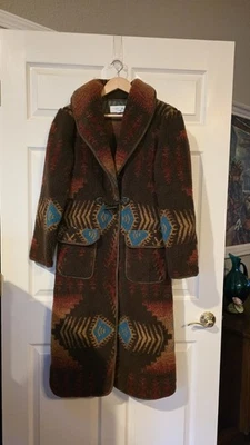 Abrigo largo Tosha Polizzi azteca silla de montar talla S HECHO EN EE. UU.  Foto 1 de 4