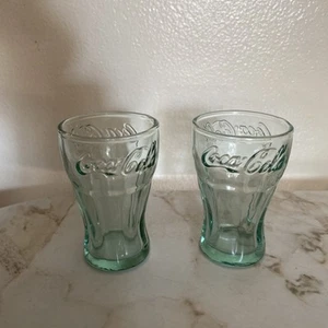 2er Set Mini COCA-COLA Indiana Glas Georgia Grün Gläser 2oz 3" Schön!  - Bild 1 von 7