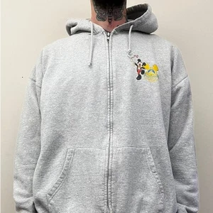 Vintage 90's Disney Mickey Mouse Cartoon Zip Up Hoodie Sweatshirt - Picture 1 of 8