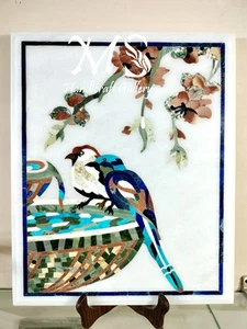 18×15 White Marble inlay bird Side Table Top Or Wall Decor Panel Home Decoration - Picture 1 of 5