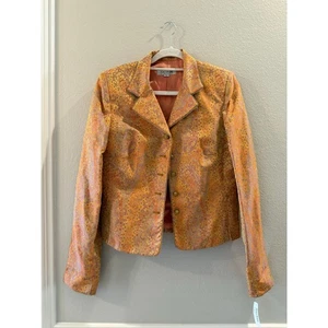 Chaqueta Kay Unger Vintage Nueva Con Etiquetas Naranja Dorado Paisley Brocado India Forrada Talla 10 - Imagen 1 de 8