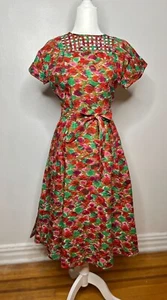 Vintage Art-Inspired 1950's Brushed Cotton Wrap Dress | S-M - Picture 1 of 6