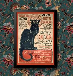 Vintage Le Chat Noir Cat Advertisement Wall Art Poster Print - Picture 1 of 3