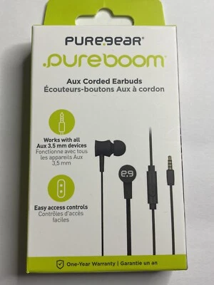 PureGear PureBoom Aux Auriculares con Cable Dispositivo Fácil de Controlar 3.5mm - Negro Foto 1 de 4