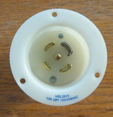 Hubbell HBL2815 30 Amp 120/208 Volt 3 Ø L21-30P Flanged Inlet 2815 - Image 1 of 2