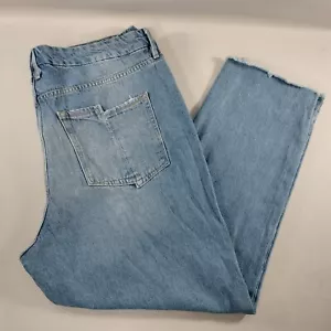 Good American Straight Leg Cut Off Blue Denim Jeans Womens Size 16 - Picture 1 of 7