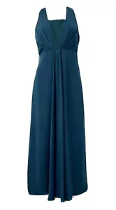 NWT Monique Lhuillier Deep Teal Empire Waist Dress Halter Keyhole Gown Size 6 - Picture 1 of 24
