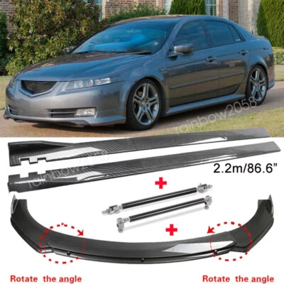 For Acura TL 2004-2008 Front Bumper Lip Side Skirt Strut Rods Carbon Style - Изображение 1 из 4