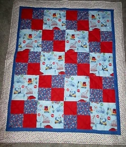 Baby Boy Construction Work Zone Baby Crib Quilt Handmade 48 x 40 Blanket Quality - Picture 1 of 6