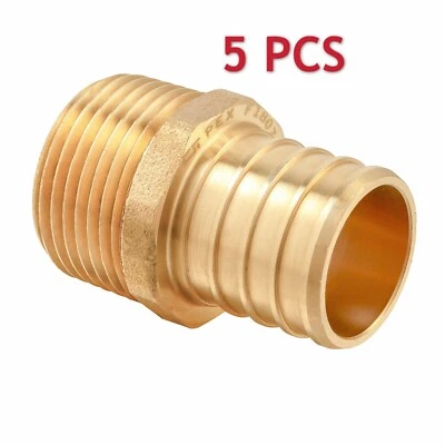 Резьбовые адаптеры EFIELD 5 шт. 1 дюйм PEX x 1 дюйм штекер NPT латунные фитинги без свинца - Изображение 1 из 2