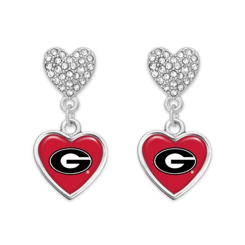 Georgia Bulldogs Amara Silver Red Crystal Dangle Earrings Jewelry Gift UGA Cover