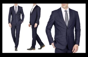Traje para hombre Gino Vitale Original Light Glen CheckSlimFit 2 piezas/talla: 38X32W/Azul marino - Imagen 1 de 3
