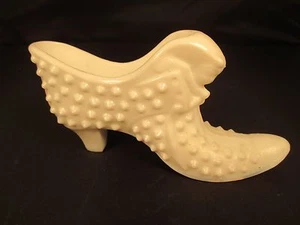 Fenton White Hobnail Milkglass Cathead 5" Slipper Shoe 1980's Vintage - Picture 1 of 4