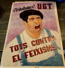 1937 Feuille de rationnement de la guerre civile espagnole Re: Travailleurs syndicaux tous contre le fascisme !