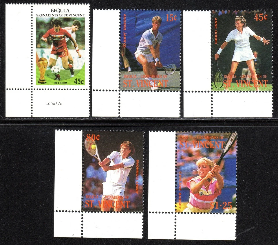 1988 Bequia SC# 260-263 - Tennis Type of 1987 - 5 Different Stamps - M-NH - Image 1 of 1