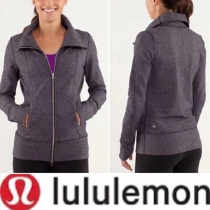 Lululemon Daily Yoga Jacket Black Swan Herringbone Size 4 Logo Womens Pockets - Picture 1 of 1