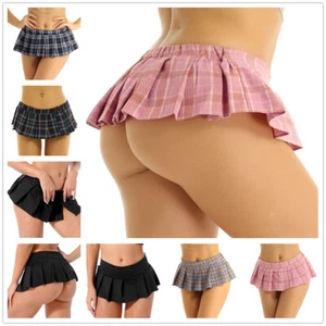 Sexy Girl's Tartan Skater Skirt Micro Mini Fancy Dress Pleated Costume Plaid - Picture 1 of 41