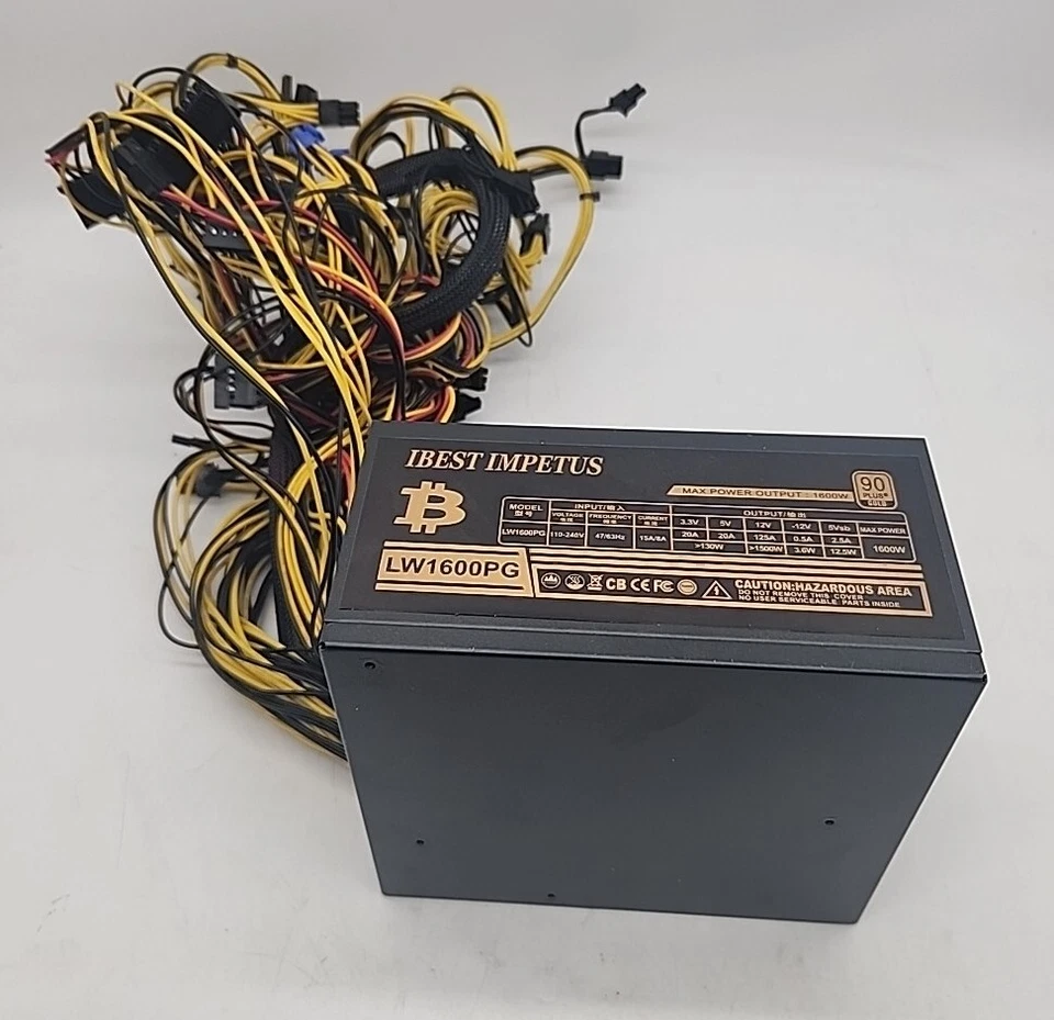 1600W Power Supply LW1600PG ATX Non-Modular Mining PSU - Image 1 of 3