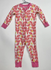 Hanna Andersson Pajamas PJ Sleeper Pink Yellow Triangle Zip Organic 80 18-24 - Picture 1 of 4