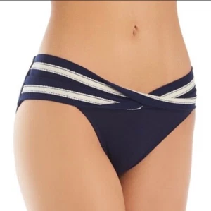 NWT Robin Piccone Abi M Solid Navy Twist Band Bikini Swim Bottom #109587 - Picture 1 of 7