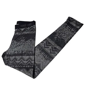 Nike Pro Dri-Fit Patterned Leggings Womens Size XL Full Length Black White - Picture 1 of 7