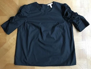 H&M Black 100% Cotton Half Sleeve Pullover Blouse 10 UK Excellent Condition - Picture 1 of 12