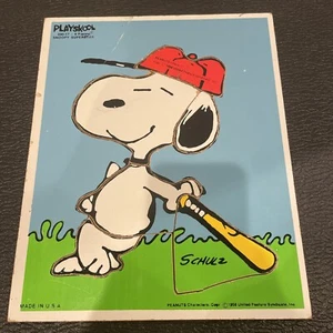 1958 PLAYSKOOL 6 PIECE WOODEN PUZZLE Snoopy Superstar 230-17 BY SCHULZ - Picture 1 of 5