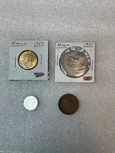 Monedas de México 1959 10 centavos 1977 5 pesos 1951 5 centavos y 1 más - Total de 4 - Imagen 1 de 10