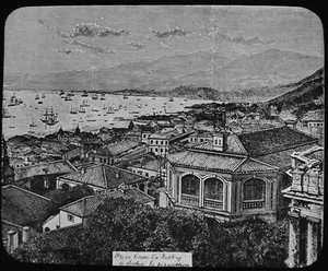 HONG KONG BY CASSELL CHINA C1890 Victorian Antique Magic Lantern Slide - Picture 1 of 5