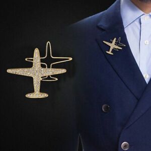 Men Small Airplane Brooch Aircraft Shawl Lapel Pins Women Suit Sweater Brooches