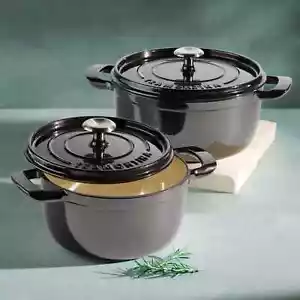 Tramontina 4-quart & 6-quart Enameled Cast Iron Round Dutch Oven 2-Pack Gunmetal - Picture 1 of 5