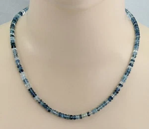 Collana di pietre preziose acquamarina acquamarina sfaccettata varie tonalità di blu 51 cm - Foto 1 di 2