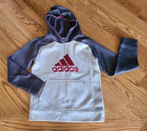 Adidas Athletic Running Hoodie Pullover Jacket Boy's Size L 14/16 Gray