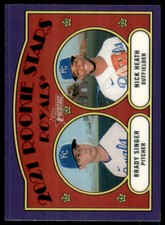 2021 Topps Heritage Chrome Purple Refractors #129 Brady Singer Nick Heath