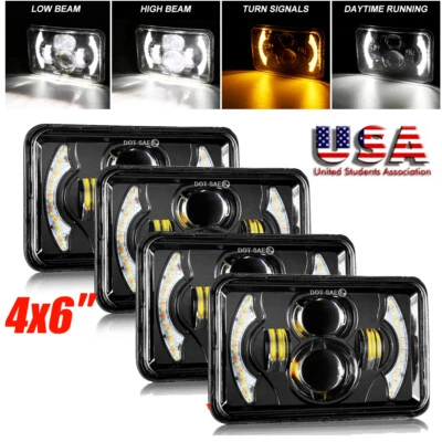 4 faros LED de haz DRL de 4x6"" aprobados por el DOT para Peterbilt Kenworth Freightliner Foto 1 de 4